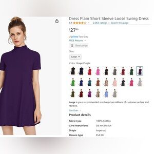 Cotton Mock Neck T Shirt Dress